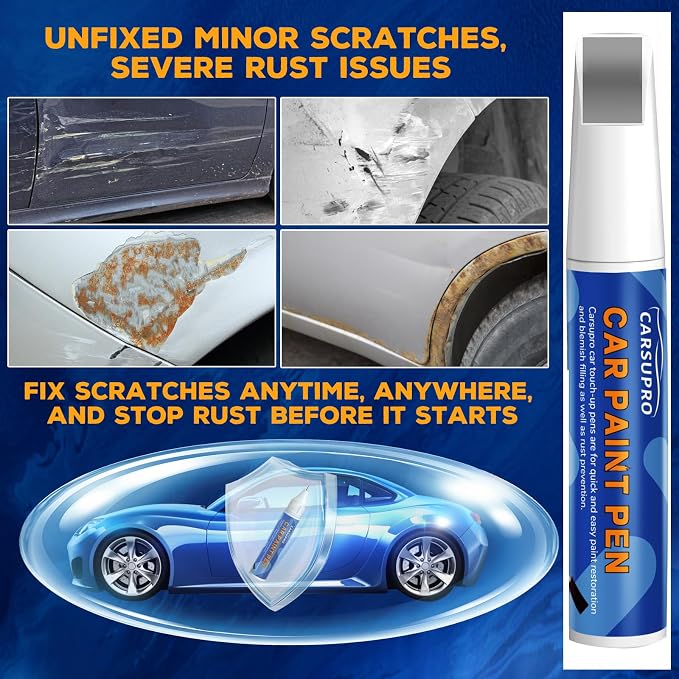 Grey Touch Up Paint for Cars, Auto Gray Car Paint Touch Up Pen, Two-In-One Car Scratch Repair Pen, Quick & Easy Solution to Repair Minor Automotive Scratches Touch Up Paint Pen(Frosted Ash)