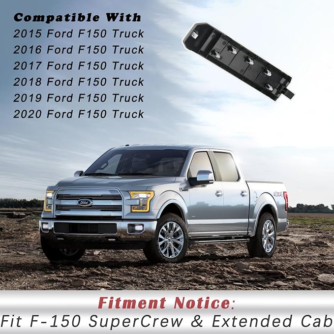 TQPONLY 1 Pcs Interior Inner Door Handle Cover Trim | Compatible with 2015-2020 Ford F150 Truck Accessories Replacement | Front Left Driver Side Door Armrest Pull Handle (Dark Gray)