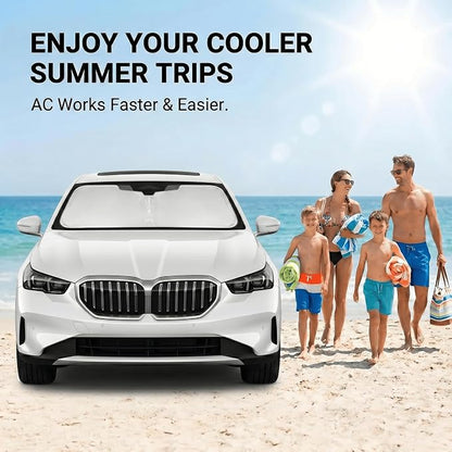 Windshield Sun Shade for BMW 5 Series 2011-2024 2025 Sunshade Front Window Shade Custom Fit 5 Series 525i 520i 528i 530i 535d 535i 550i Accessories Sun Visor Foldable Shade Blocks UV Rays Accessories