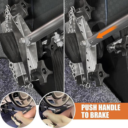 Hand Control for Disabled Drivers, Portable Vehicle Driving Assistance, Adjustable Aluminium Steering and Braking System with Anti-Slip Base, Storage Bag Included