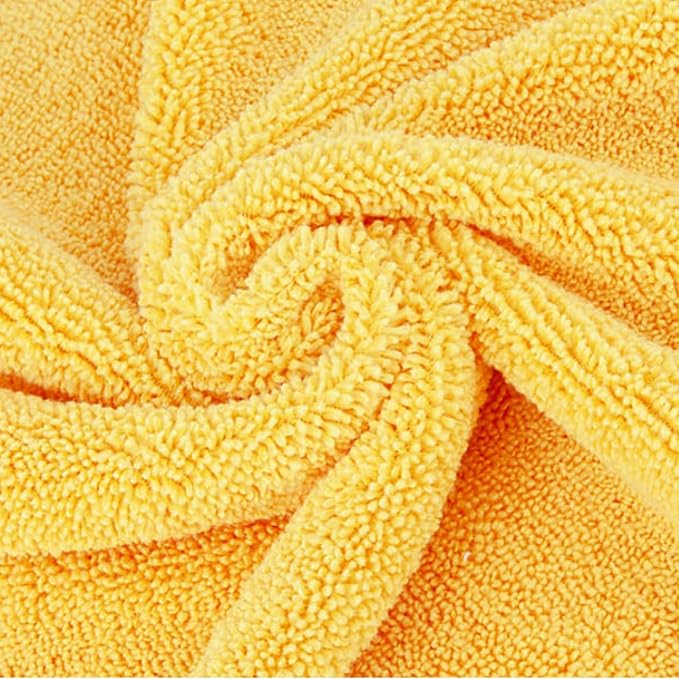Amazon Basics Microfiber Car Drying Towels, Highly Absorbent, Lint Free, Scratch Free, Ultra-Soft, Car Detailing, Buffing and Polishing, 16" x 16", Yellow, 12-Pack