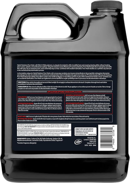 Turtle Wax Hybrid Solutions Pure Wash,pH Neutral Extreme Foaming Car Wash Soap,Bucket or Foam Cannon Application,Won't Strip Waxes or Coatings,Clay Bar Lubricant,Spot-Free Clean,64 fl oz,(Pack of 2)