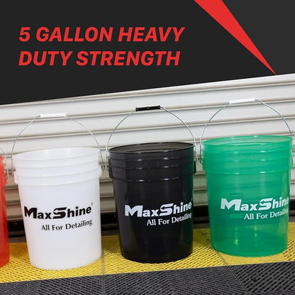 Maxshine 5 Gallon Universal Detailing Bucket (Red) – Car Wash Bucket for Scratch-Free Washing, Garage Storage & Detailing Tools – Holds Soap, Foam Cannon, Microfiber Towels & More