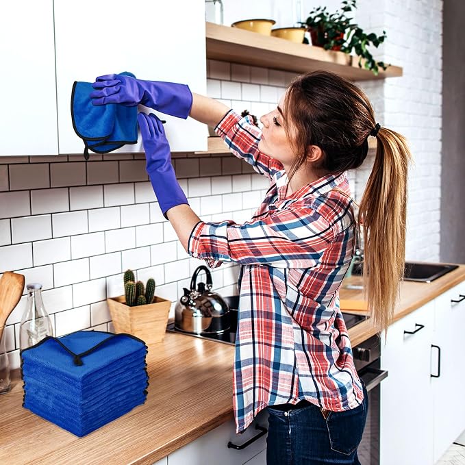 Tallew 40 Pcs Blue Microfiber Towels: 16"x16" Microfiber Drying Towels Bulk Micro Fiber Car Cleaning Cloth for Cars Drying Washing Polishing Cleaning Household Supplies