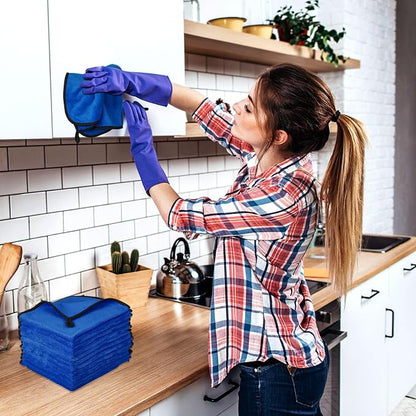 Tallew 40 Pcs Blue Microfiber Towels: 16"x16" Microfiber Drying Towels Bulk Micro Fiber Car Cleaning Cloth for Cars Drying Washing Polishing Cleaning Household Supplies
