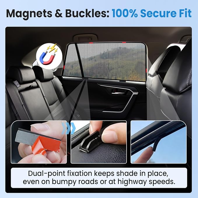 KUST Car Window Shades for 2010-2024 Toyota 4Runner Accessories, Breathable Mesh Magnetic Window Covers, Rear Back Side Window Sun Shades UV Block Privacy Protection for Baby Camping Napping 2PCS