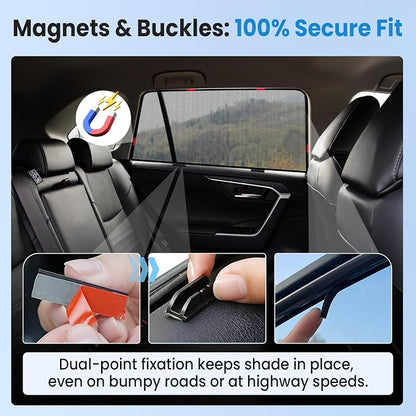 KUST Car Window Shades for 2010-2024 Toyota 4Runner Accessories, Breathable Mesh Magnetic Window Covers, Rear Back Side Window Sun Shades UV Block Privacy Protection for Baby Camping Napping 2PCS