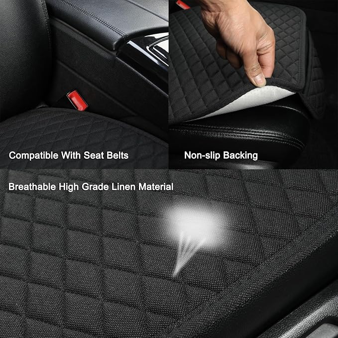 West Llama Linen Car Seat Covers,Bottom Seat Covers for Cars Include 2 Piece Front Driver Seat Pad Mat Universal Fits 90% Vehicles,SUVs,Cars,Sedans(2Piece-Black)
