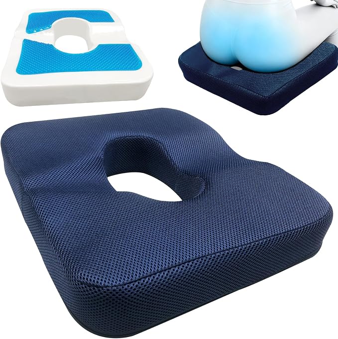 Donut Pillow for Tailbone Pain&Hemorrhoid,Wheelchair Seat Cushion for tailbone pain relief,Gel Cushions for Pressure Relief,Memory Foam Pad for Office Chair,Stands & Postpartum Pregnancy(Blue)