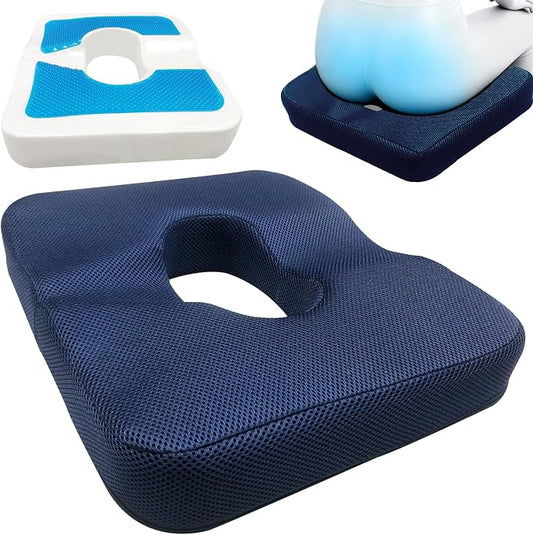 Donut Pillow for Tailbone Pain&Hemorrhoid,Wheelchair Seat Cushion for tailbone pain relief,Gel Cushions for Pressure Relief,Memory Foam Pad for Office Chair,Stands & Postpartum Pregnancy(Blue)