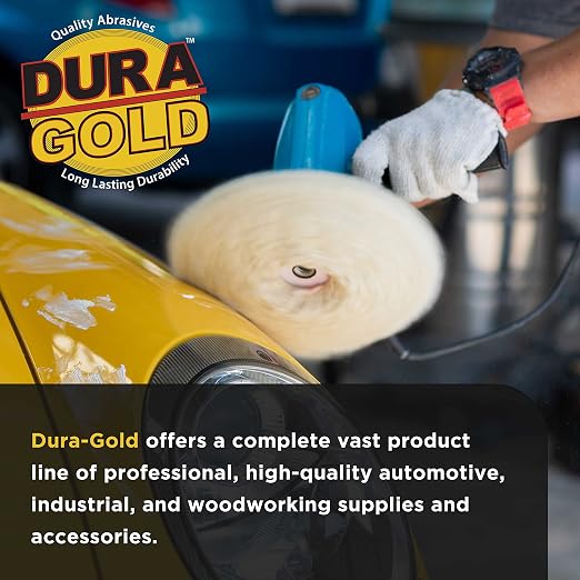 Dura-Gold 3 Pack of 8 100% Wool Hook & Loop Grip Buffing Pads with a 7" Flexible Edge Backing Plate - Compound Cutting, Polishing - Fits Auto Car Detailing Polisher Sanders - Paint, Boat