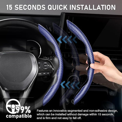Cartist Steering Wheel Cover, Carbon Fiber Steering Wheel Cover for Men/Women, Anti-Slip, Comfortable Grip, Durable, Universal for 99% Car Interior Accessories (Dark Blue)