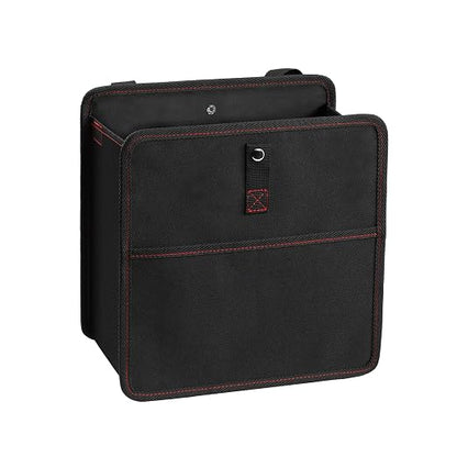 YSSOA Foldable Car Trash Can with Storage Pockets, Car Garbage Can with Adjustable Straps, Waterproof & Leakproof, 3 Gallons, Black