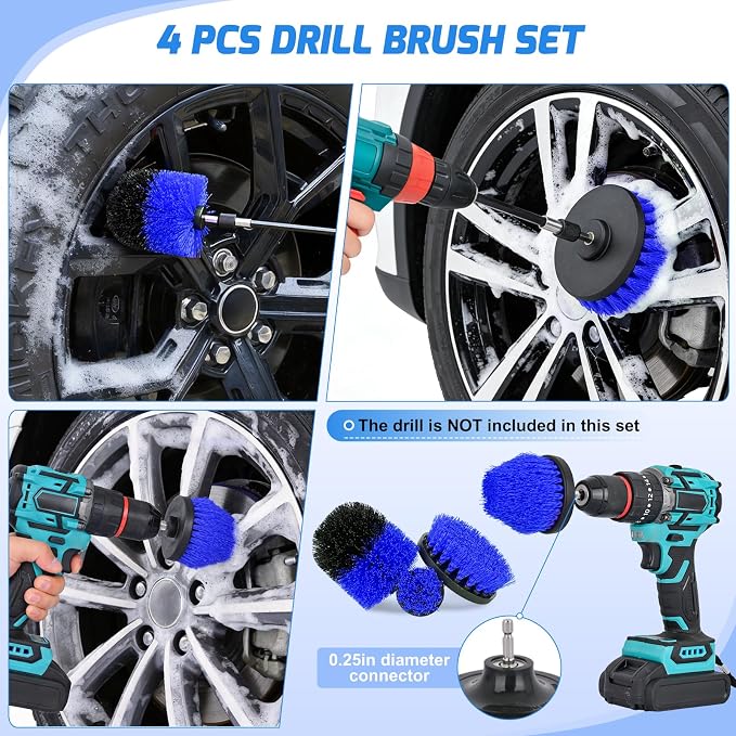 Nilight 52PCS Car Detailing Kit Auto Cleaning Tools Wash Set with Storage Carry Bag Home Use for Interior Exterior Deep Clean Polish Car Care Windshield Dashboard Seat Air Vents Wheels Tires, Blue