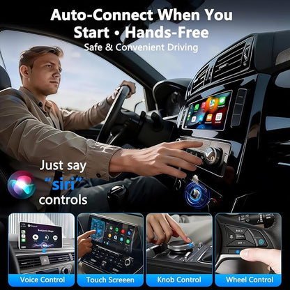 2025 Upgraded Wireless CarPlay Adapter for iPhone | Ultra-Mini Metal, Convert Wired to Wireless, Bluetooth 5.3 Fast Stable Connection, Plug & Play, 800+ Factory CarPlay Wired Cars, iOS 10+