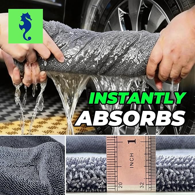 SHSCLY 1-Pack Double-Sided Microfiber Towels for Cars Gray 26.8 x 32.3 in | Dual-Sided Design, Ultra Absorbent, Scratch-Free, Streak-Free Finish, Machine Washable