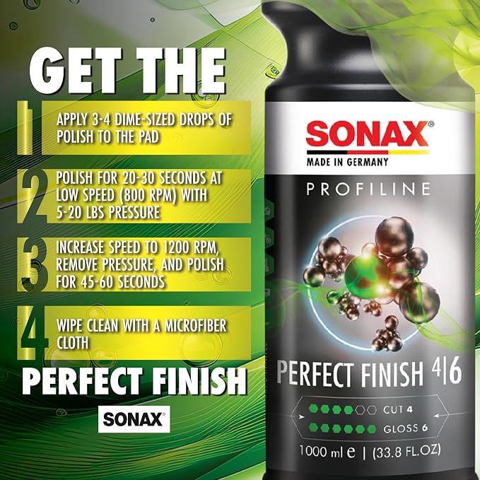SONAX Perfect Finish 1L | Scratch and Swirl Remover Polish | Machine Polish | Paint Correction Polish | High Gloss | Black Paint Polish | No Fillers Paint Correction | 33.8 Oz