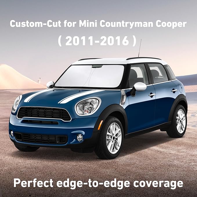 EcoNour Windshield Sunshade Compatible for Mini Countryman Cooper 2011-2014 2015 2016, Sun Visor for Front Windshield & Window Sun Shade Cover, UV Heat Blocker & Protector, Car Accessories