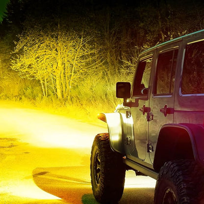 Nilight 50 Inch LED Light Bar 384 LED Chips Yellow Beam Curved Triple Row Fog Light Spot Flood Combo High Power LED Driving Lights Off Road Lights for Trucks SUV UTV ATV Truck Van 4x4 Boat