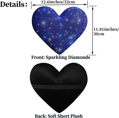 Car Bling Pillows Automobile Headrest Neck Pillow Shiny Diamond Interior Accessories for Women, Girls and Ladies Car Nevk Pillow Rhinestone Universal Fit Blue 2 Pieces