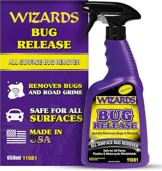 Wizards Bug Release - All Surface Bug Remover and Wash for All Vehicles - Softens and Neutralizes Acidic Bug Protein - Doubles as Spot Cleaner and Pre-Soak Car Cleaner - 22 Fl Oz