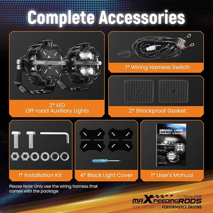 maXpeedingrods 3.5 Inch 160W LED Off Road Lights19,200LM, 7 RGB Colors Round Pod Light, Side Shooter Lights 270°Wide Range, Multicolor LED Light Bar for SUV, Pickup, ATV, UTV, Truck, Motorcycle