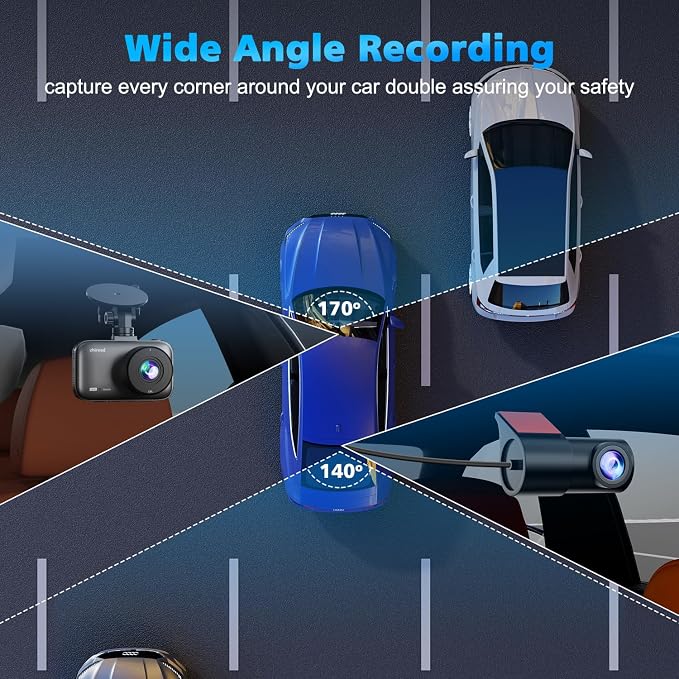 Dash Cam Front and Rear, 4K Dual Dash Cam with CPL Filter, Dash Camera for Cars-5GHz WiFi, 3" IPS Screen Dashcams for Cars with 64GB Card, App Control, Night Vision, Parking Monitor, Support 256GB Max
