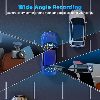 Dash Cam Front and Rear, 4K Dual Dash Cam with CPL Filter, Dash Camera for Cars-5GHz WiFi, 3" IPS Screen Dashcams for Cars with 64GB Card, App Control, Night Vision, Parking Monitor, Support 256GB Max