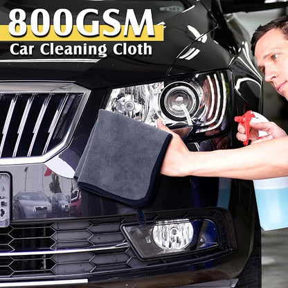 Nuenen 20 Pcs Microfiber Car Drying Towels Microfiber Cleaning Cloth 800 GSM Thick Plush Cleaning Dusting Cloth Auto Detailing Absorbent Towels Rags for Car Household Kitchen Window(Grey and Yellow)