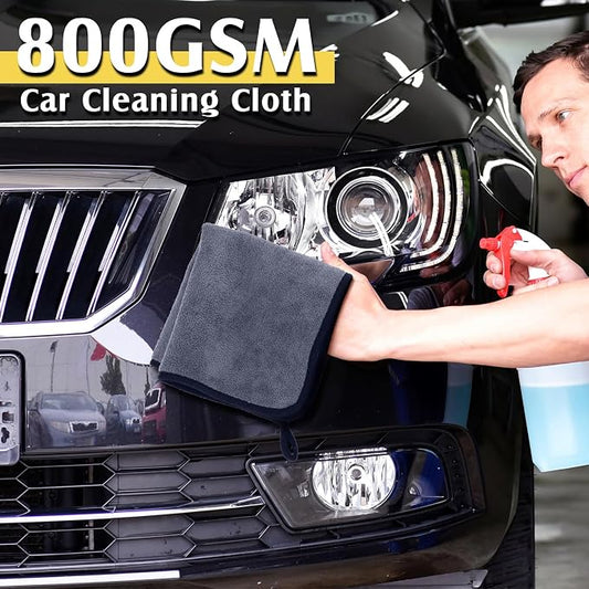 Nuenen 20 Pcs Microfiber Car Drying Towels Microfiber Cleaning Cloth 800 GSM Thick Plush Cleaning Dusting Cloth Auto Detailing Absorbent Towels Rags for Car Household Kitchen Window(Grey and Yellow)