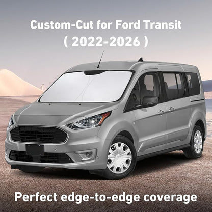 EcoNour Windshield Sunshade Compatible for Ford ETransit 2022-2024 2025 2026, Sun Visor for Front Windshield & Window Sun Shade Cover, UV Heat Blocker & Protector, Car Accessories