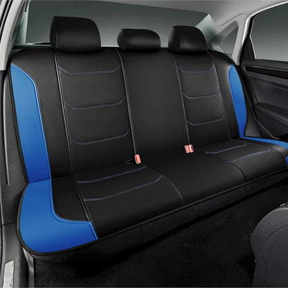 Road Comforts Seat Covers, Premium Leather Car Seat Covers Full Set,Airbag Compatible, Automotive Seat Covers Universal Fit Most Cars,Vans,Truck,SUV,Blue
