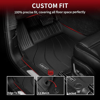 LASFIT Floor Mats for 2019-2026 Porsche Cayenne, 3D Laser-Measured Custom Fit All Weather TPE Floor Liners, Front & Rear Rows, Black