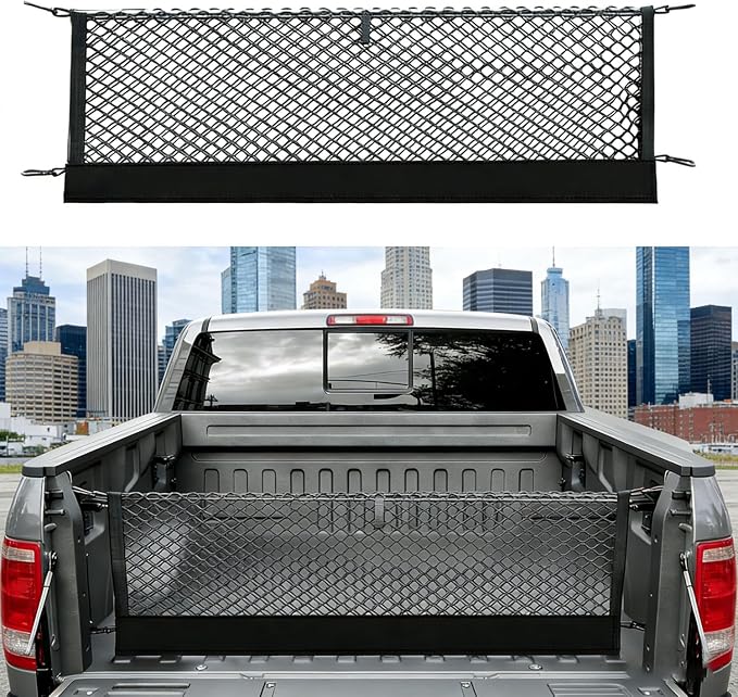 Envelope Style Truck Bed Cargo Net Compatible with Dodge Ram 1500 2019-2024 2025 2026,Highly Elastic Truck Cargo Net for Ram 1500 Accessories, Upgraded Storage Bag & Heavy Duty Carabiners