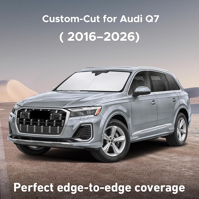 EcoNour Windshield Sunshade Compatible for Audi Q7 2016-2024 2025 2026, Sun Visor for Front Windshield & Window Sun Shade Cover, UV Heat Blocker & Protector, Car Accessories