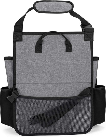 LUXJA Car Front Seat Organizer with Cover and Laptop Sleeve, Car Seat Organizer with Back Adjustable Straps, Gray