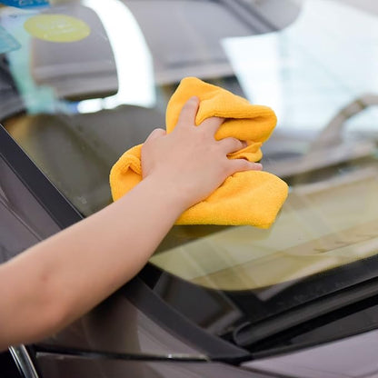 CARCAREZ Premium Microfiber Detailing Towels, 340 GSM Lint Free Car Buffing Waxing Polishing Drying Towels (6, Yellow, 16x16 Inch)
