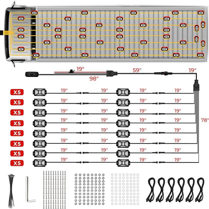 40 Pods Pure White LED Rock Lights Kit with Switch Wiring Harness,6500K 1080 LEDs Bright Rock Lights for Trucks,Waterproof Underglow Light for Car Jeep Off Road ATV UTV SUV(Patented)