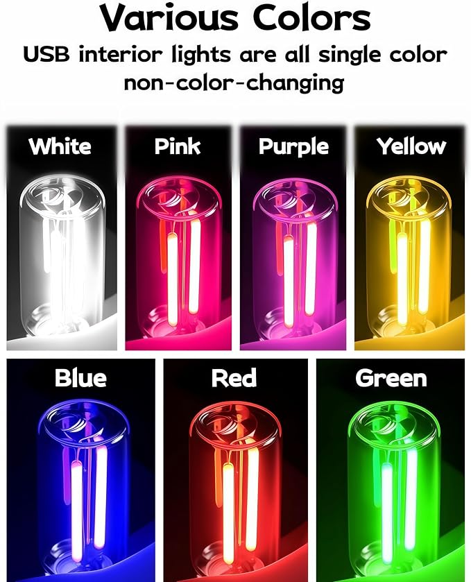 LED Car Interior Light, Touch Control USB Night Lamp, Retro Style Ambient Lighting for Auto, Bedroom, Desk (Green Light)