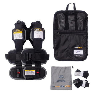 RideSafer Travel Vest Gen 6 - Small (26.5-50 lbs) - Black - Lightweight Portable Child Safety Car Seat for Travel, Rental Cars, Rideshares