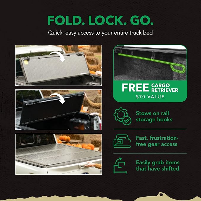 Gator Hard Tri-Fold Truck Bed Tonneau Cover - Easy-to-Install - No-Drill Installation - Durable Aluminum Fold-Up Tonneau Cover - Low-Profile Design - 2019-2025 Chevy/GMC Silverado/Sierra 6'7" Bed