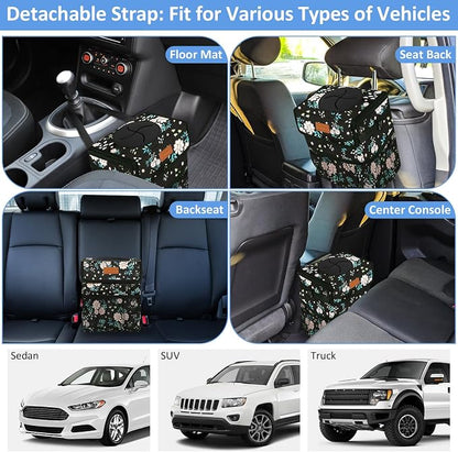 ELONGRIVER Car Trash Can Bin for Back Seat Leak Proof, Cute Car Trash Bag Hanging, Vehicle Trash Can for SUV Truck Van, Automotive Garbage Cans Front Seat Colorful Floral, 2 Gallons