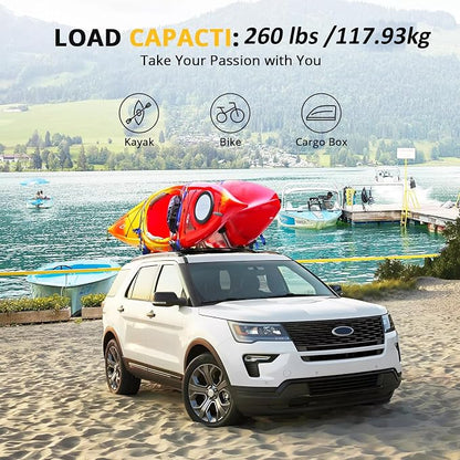 260lbs Roof Racks Cross Bars Compatible with Ford Explorer 2016 2017 2018 2019, Heavy Duty Aluminum Roof Rails Crossbars Rooftop Luggage Carrier Snowboard Skiboard Black