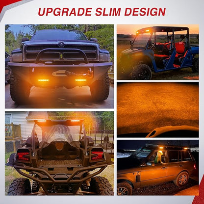 Nilight Slim LED Light Bar 2Pcs 7 Inch 16LED Single Row Spot Flood Combo Amber Off Road Work Driving Fog Turn Signal Lighting for 12V 24V ATV UTV Pickup Truck Tractor Boat