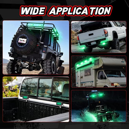 Green LED Pod Lights 3 Inch Auxiliary Driving Chase Light 2PCS Off Road Backup Fog Cube Light Bar Green Hunting Fishing Emergency Safety Signal Lights for Truck UTV Pickup Boat
