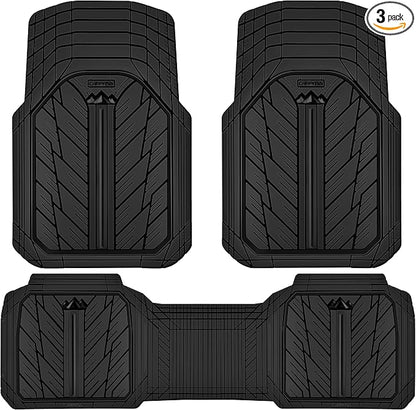 CAR PASS Heavy Rubber Car Floor Mats, Deep Waterproof Car Mats All Weather, Universal Trim-to Fit Automotive Floor Mats for Car SUV Truck Van, Durable Floor Liners Solid Black