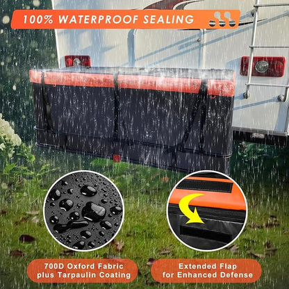 Hitch Mount Cargo Carrier Basket 53"*19"*5"+Waterproof Bag 9 Cubic Feet(51"*17"*18"),and Cargo Net with Attachment Hooks,Ratchet Straps,Hitch Stabilizer.500 Lbs Capacity,fit 2" Receiver