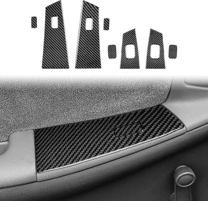 Black Real Carbon Fiber Accessories Car Window Lift Switch Trim Button Panel Kit Cover Interior Trim Sticker Decal for Toyota Corolla CE LE S 2003 2004 2005 2006 2007 2008/XRS 2005-2006 Sedan 8PCS -C