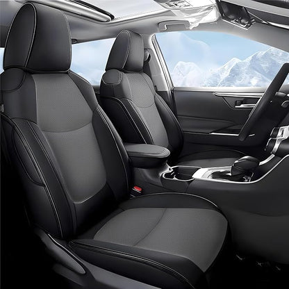 TTX LIGHTING Custom Fit Seat Covers for Toyota Corolla Cross L,LE,XLE 2022 2023 2024 2025 2026 (Not for Hybrid), Faux Leather Full Set Corolla Cross Car Seat Covers Black/Grey