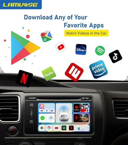 Magic AI Box 3.0 CarPlay 4-in-1 Wireless Carplay Adapter & Android Auto Dual WiFi + 4G SIM Split-Screen & Mirroring Supports TF Card Video Dowanlaod Any App for OEM Wired Car Play